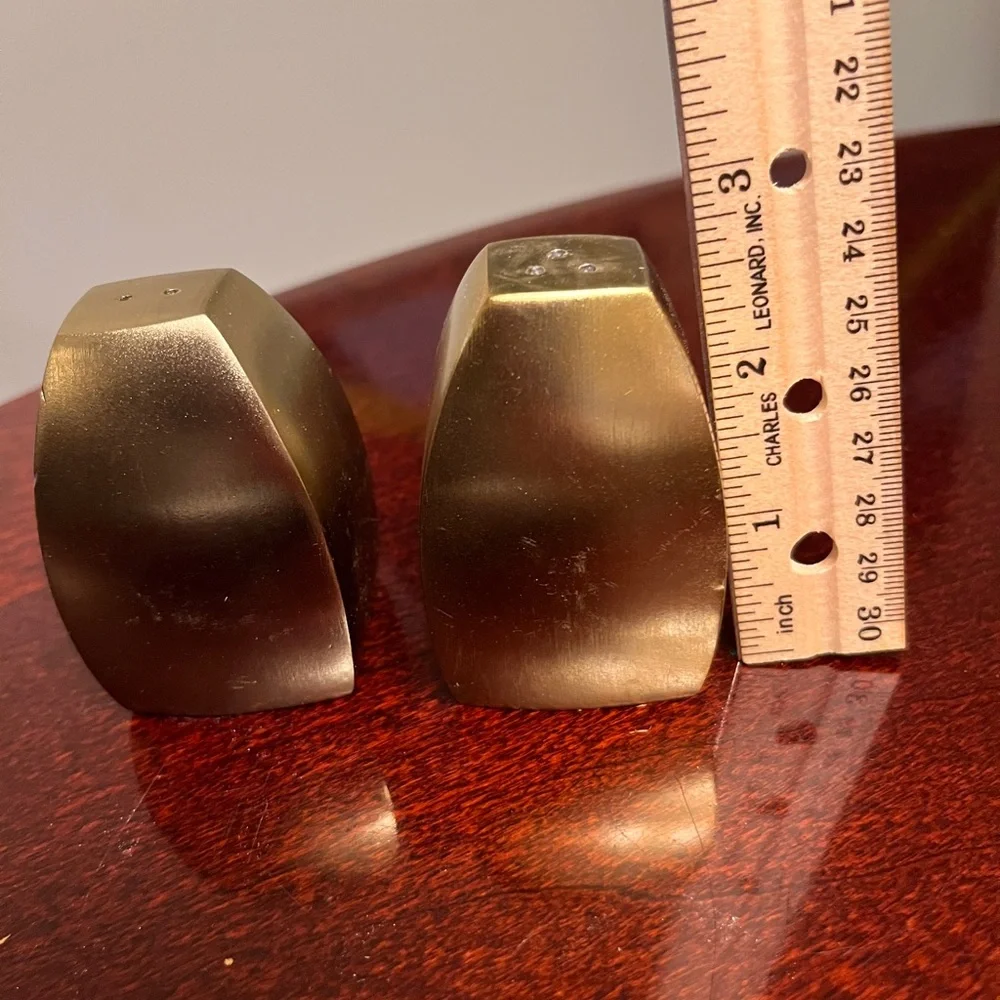 New! West Elm Modern gold salt and pepper shaker NIB